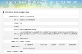 深圳新东方培训学校违反价格法被罚15万，法定代表人为俞敏洪图片