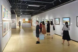 用画笔“讲述”乡村振兴故事……上海金山区举行新时代百村风采美术作品展图片