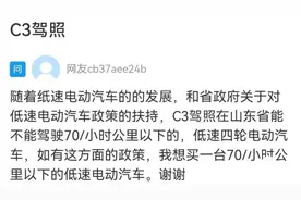网络问政·问政策｜C3驾照能否驾驶低速四轮电动汽车？图片