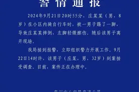 8岁男孩小区内骑自行车时被男子一脚踹倒！警方通报图片