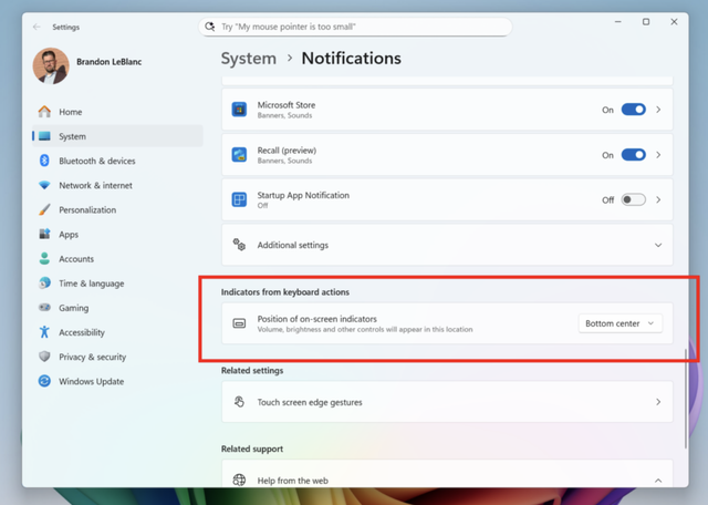 微软推 Win11 Canary 27959 预览版：新增支持调节桌面音量条位置
