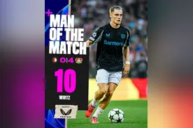 梅开二度！维尔茨欧冠首秀助勒沃库森获胜，当选本周欧冠最佳球员图片