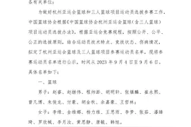 中国篮协公示杭州亚运会篮球项目参赛运动员名单图片