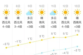 北京阵风7、8级 最低气温-12℃图片