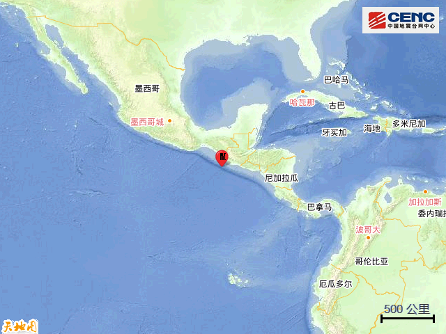 危地马拉沿岸近海发生6.0级地震