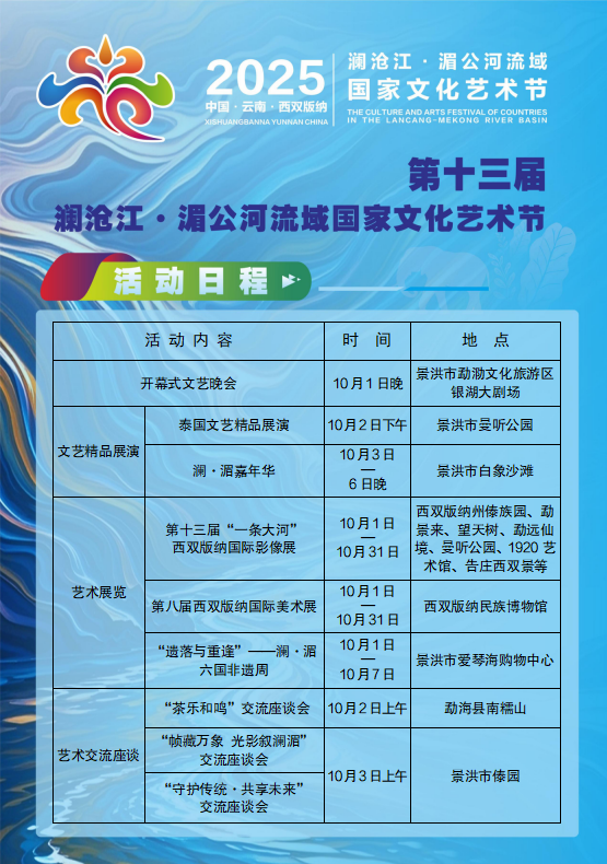 云新发布丨第十三届澜沧江·湄公河流域国家文化艺术节将于10月1日开幕！