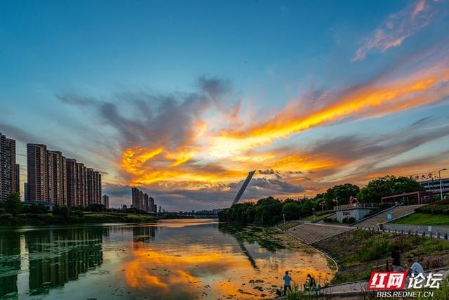 谁说城市没有浪漫？来看一场浏阳河畔日落吧