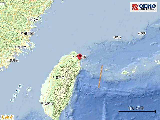 台湾宜兰县发生4.9级地震