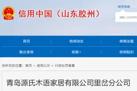 青岛源氏木语家居有限公司里岔分公司违反消防法被罚款1万元图片