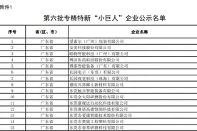 第六批专精特新“小巨人”企业公示，广东561家企业入选图片