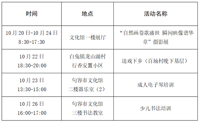 未来一周句容文旅活动安排来了