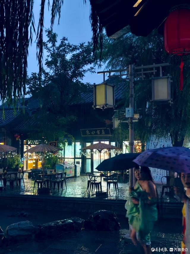 雨中百花洲，别有一番意境