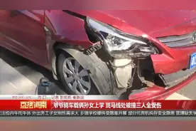 爷爷骑车载俩孙女上学，在斑马线处被撞，3人全受伤！图片