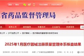 广东省药品监督管理局公布2025年1月医疗器械注册质量管理体系核查结果图片