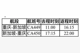 12月30日起，国航重庆⇋新加坡航线复航图片