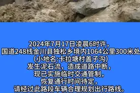 国道248线金川县独松乡境内发生泥石流致道路中断，已实施临时交通管制图片