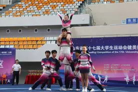 山东商务职业学院在山东省第十七届大学生运动会健美操（啦啦操）比赛中获佳绩图片