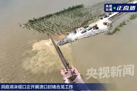 抢险洞庭湖！溃口处植入钢板连成长排，已封堵约75米，积水开始倒流！湖水卫星影像来了→图片