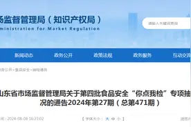 山东省市场监督管理局关于第四批食品安全“你点我检”专项抽检情况的通告（2024年第27期）图片