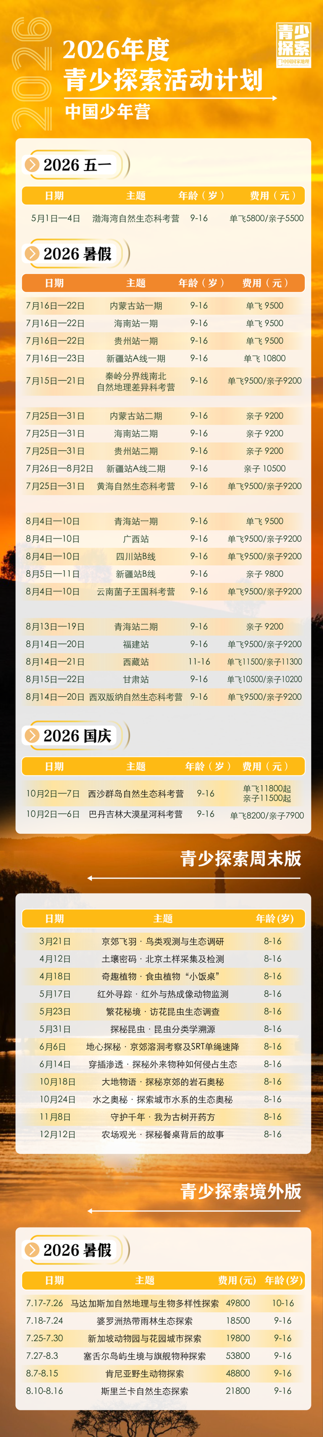 2026『中国国家地理科考旅行』年度活动预告