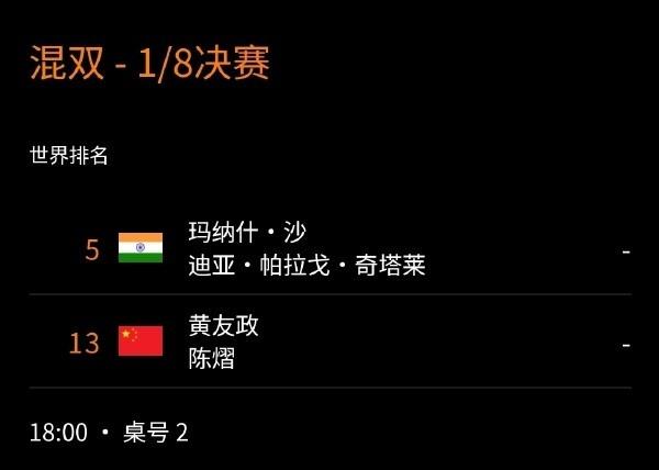 黄友政/陈熠晋级WTT中国大满贯八强