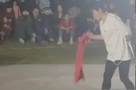武汉街头“巨蛇”表演吓到儿童，森林警方介入调查图片