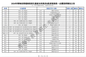 2024年青海省普通高校招生提前本科批次B段录取院校一志愿投档情况公告图片