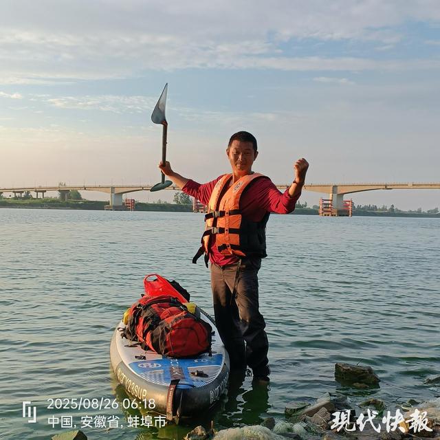 男子单艇挑战淮河，曾4个月划完京杭大运河