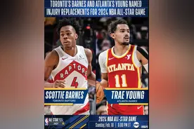 NBA官方：特雷-杨、斯科蒂-巴恩斯递补恩比德、兰德尔入选全明星图片
