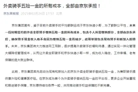 京东再发声：承担外卖骑手五险一金所有成本图片