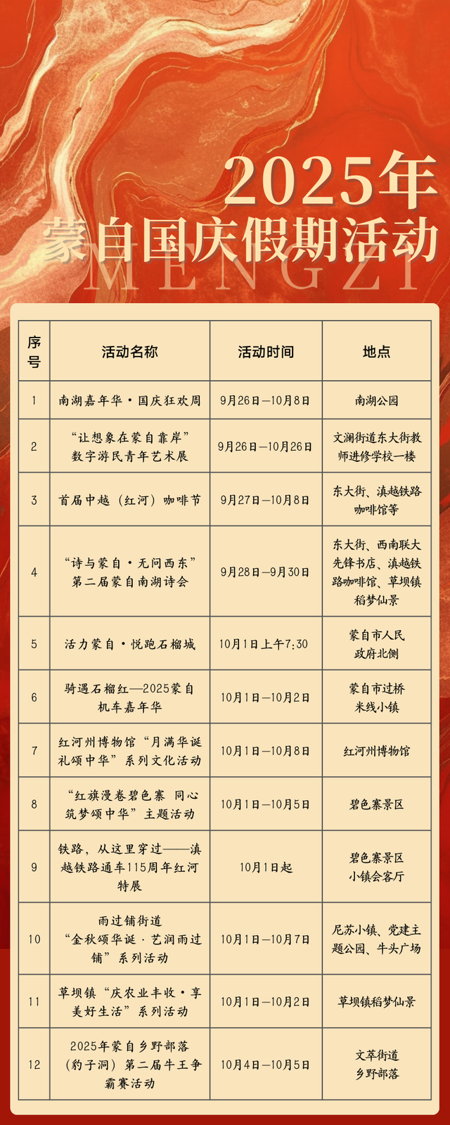最云南·狂欢红河 | 燃爆国庆中秋！蒙自活动盛宴狂飙攻略