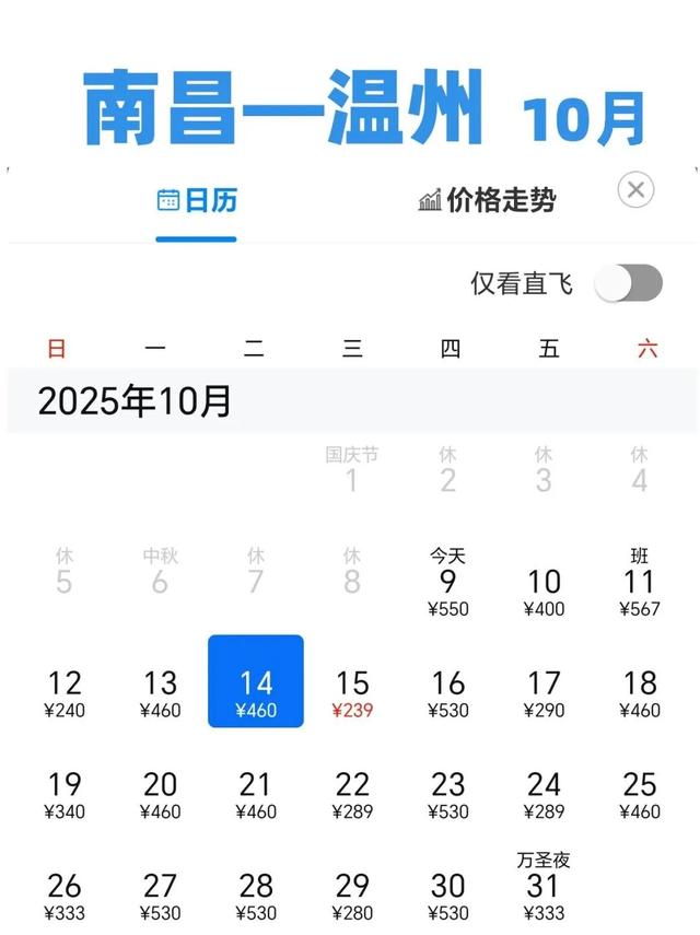 南昌前往多地机票价格“大跳水”
