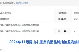 2024年11月江苏省昆山市重点食品品种抽检监测信息公告（第二期）图片