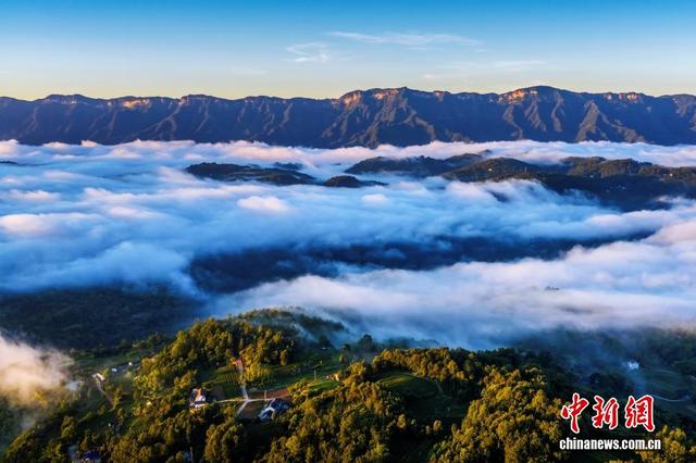 湖北宜都：金霞破晓 云海漫山