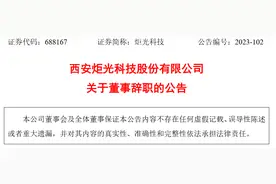 因被采取5年证券市场禁入措施，王东辉辞去炬光科技董事职务图片