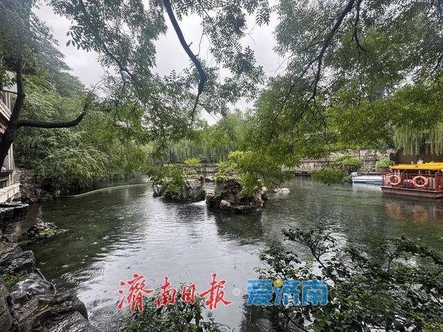 “不是江南胜似江南”，济南护城河畔雨中尽显诗意