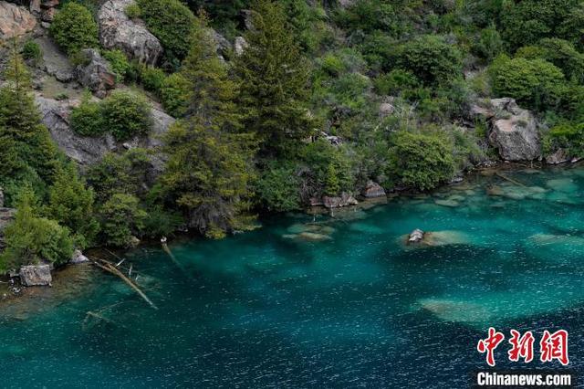 西藏昌都三色湖夏日风光秀丽