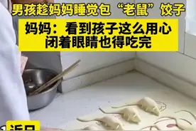 男孩趁妈妈睡觉包“老鼠”饺子，妈妈：看到孩子这么用心，闭着眼睛也得吃图片