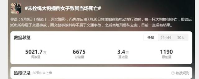 河北女子骑电动车被未拴绳大狗撞倒身亡，5个月后其丈夫因劳累过度突发脑溢血进ICU，家属：家中还有3个孩子和老人