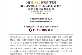 融创中国完成12.05亿港元新股配售图片