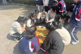 席地对弈，窨井盖也能变棋盘，衢州这所乡村小学29个井盖大变身图片