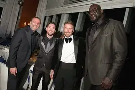 名流聚会🎉贝克汉姆50岁生日晚宴，梅西合影小贝&奥尼尔📸图片