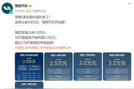又降了！理想汽车官宣：推出限时购车优惠政策，至高降3.8万图片