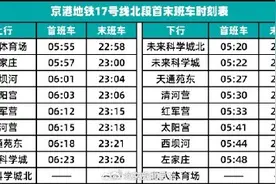最新！北京地铁17号线北段首末班时刻表公布图片