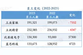 立讯精密、比亚迪电子等四家2023年员工薪酬与人效图片