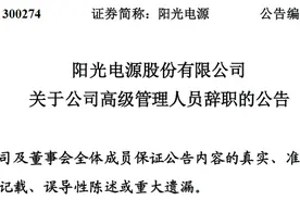 阳光电源股份有限公司高级副总裁李顺辞职图片