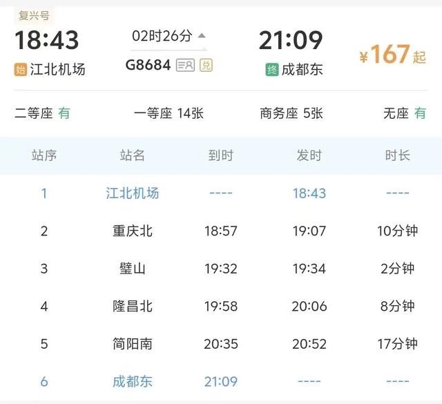 重庆机场高铁站，可往返西安、长沙等地！