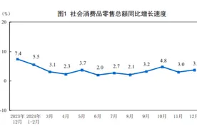 2024年12月份社会消费品零售总额增长3.7%图片