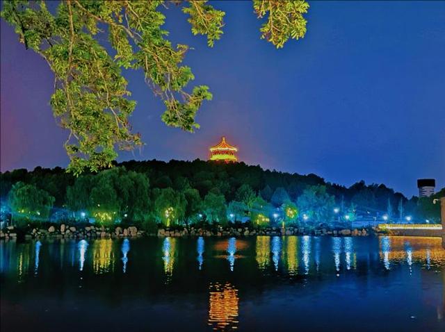 虎山公园夜游渐火 光影交织引客来