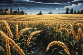 大家‖在夜晚的麦田里独行图片